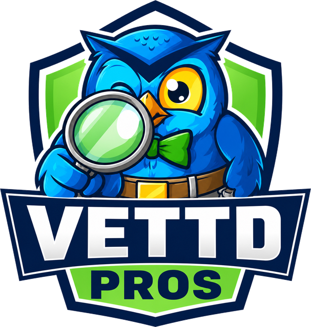 VettdPros shield with Vera the owl